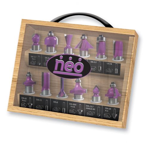 KIT DE 12 FRESAS PARA ROUTER EJE DE 1/2"  NEO
