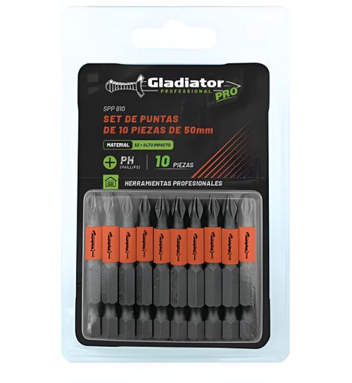 SET DE PUNTAS PHILLIPS PROFESIONALES - 10 PIEZAS GLADIATOR