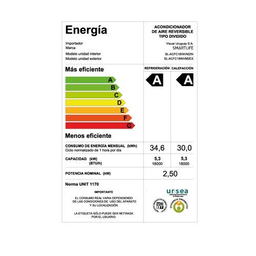 AIRE ACONDICIONADO 18000 BTU INVERTER SMARTLIFE