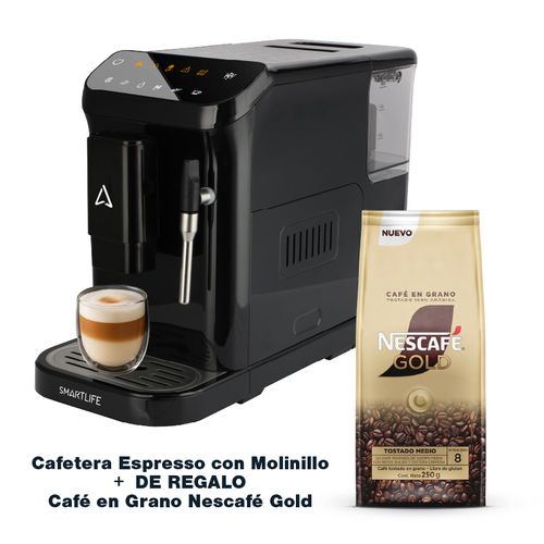CAFETERA ESPRESSO SMARTLIFE AUTOMÁTICA C/MOLINILLO + CAFÉ DE REGALO