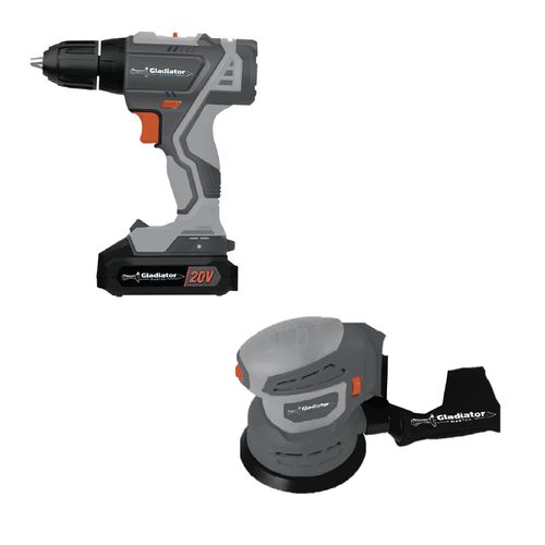 COMBO TALADRO PERCUTOR 20V + LIJADORA ROTO ORBITAL GLADIATOR