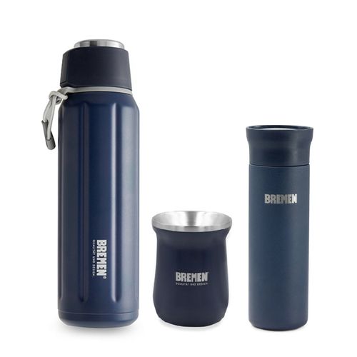 COMBO BREMEN TERMO 600ML+ MATE + VASO AZUL