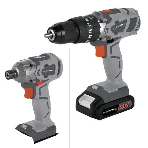 COMBO TALADRO ATORNILLADOR GLADIATOR TPG713/20C1 + ATORNILLADOR AIG1117/20